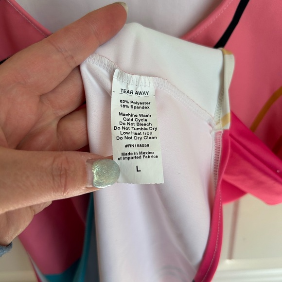 Loony Legs Patterned Leggings and vest shirt “Modernist" Fuchsia/Turquoise Large - Picture 11 of 14